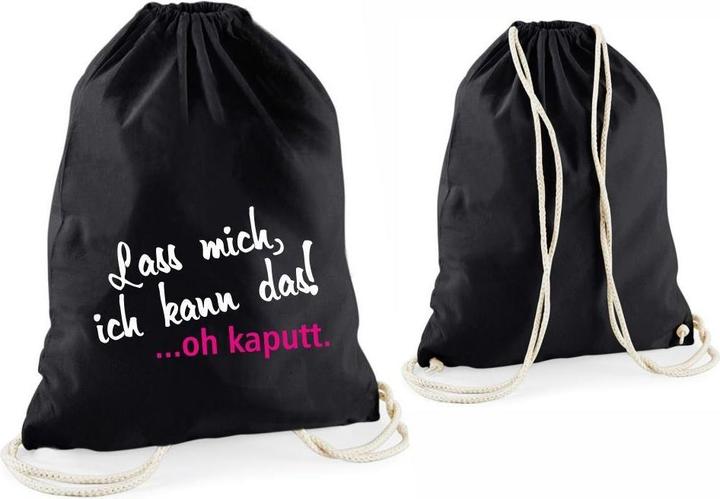 4you Design Statement-Turnbeutel "Lass mich, ich kann das!?oh kaputt." schwarz"