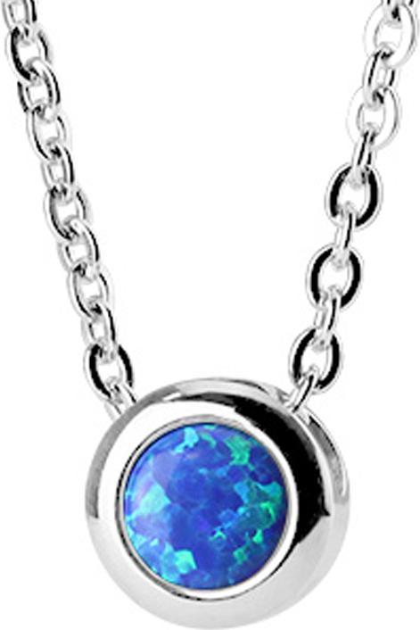 Image du produit Star Piercing Chaîne argent pendentif opale bleu (sans laiton, Acier chirurgical 316L)