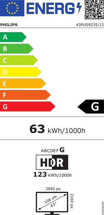 Energielabel Philips 43PUS9235 (43", LCD, UHD)