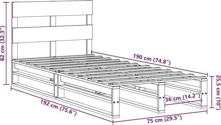Immagine prodotto VidaXL Letto in legno massiccio Letto in legno Letto in pallet con testiera 120x190cm in pino (120 x 190 cm)