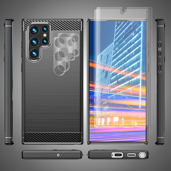 Immagine prodotto Nalia Cover in silicone effetto carbonio con protezione 2x del display e della fotocamera (Samsung Galaxy S23 Ultra)