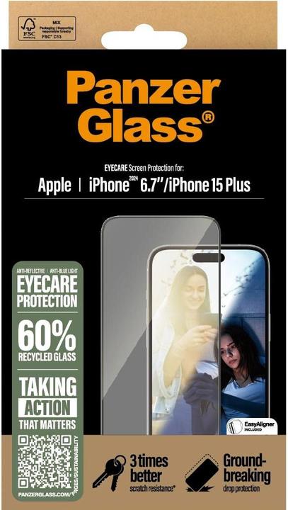Image du produit PanzerGlass Protection d'écran Eyecare (1 pièce(s), Apple iPhone 15 Plus, Apple iPhone 16 Plus)