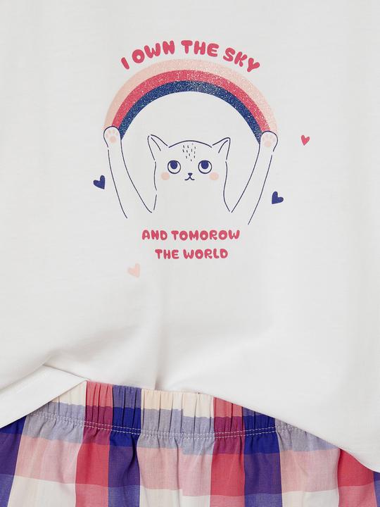 Immagine prodotto Vertbaudet Mädchen Sommer-Schlafanzug mit Katze und Popeline-Shorts (128)