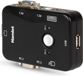 Actual product image Hamlet KVM Smart Control 3-port usb switch with 2 sets of KVM cables included