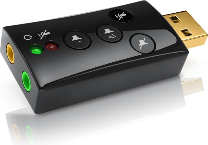 Actual product image CSL USB sound card Virtual 7.1 Surround Sound, external, function buttons, Dynamic 3D, black (USB 2.0)