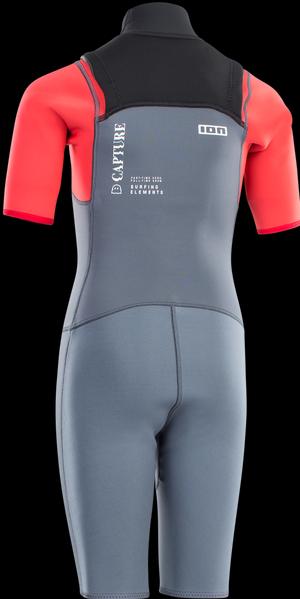 Actual product image ION Wetsuit Capture 2/2 Shorty SS Front Zip junior - steel blue/red/black (116)