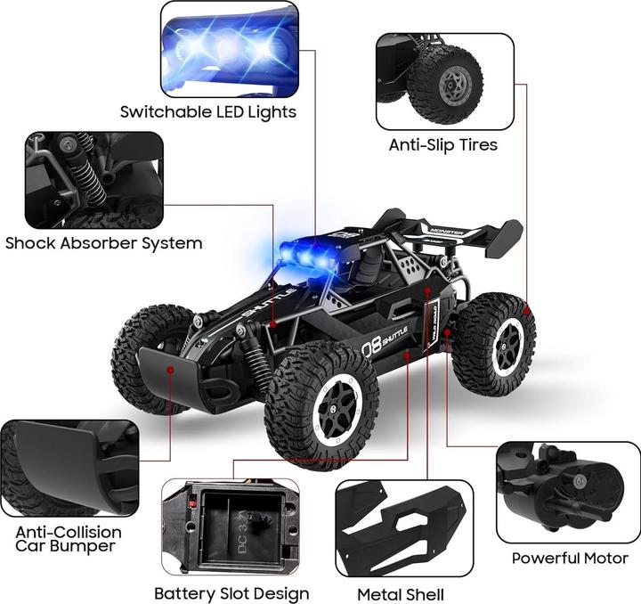 Actual product image Cbx Remote-controlled car with alloy body and LED lights