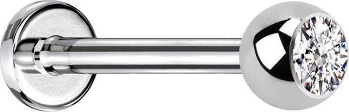 Produktbild Star Piercing Micro Threadless Labret silber mit Kugel Kristall silber (ohne Messing, Chirurgenstahl 316L)