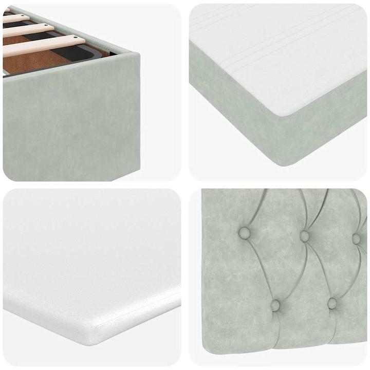 Produktbild VidaXL Ottoman-Bett mit Matratze Hellgrau 120x190 cm Samt (120 x 200 cm)