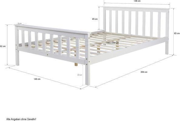 Immagine prodotto Homestyle4u Letto matrimoniale Letto in legno Letto futon (140 x 200 cm)