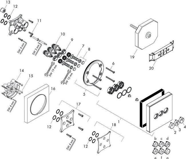 Actual product image hansgrohe HG SHOWERSELECT GLAS ready-mounted set for flush-mounted valve 3 consumers white/chrome