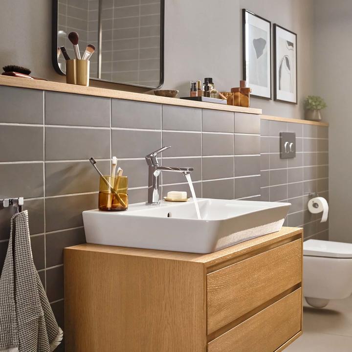 Produktbild hansgrohe Rebris E Einhebel-Waschtischarmatur 110 CoolStart mit Zugstangen-Ablaufgarnitur