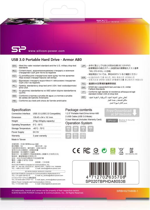 Produktbild Silicon Power Armor USB 3.1 Gen 1 (2 TB)
