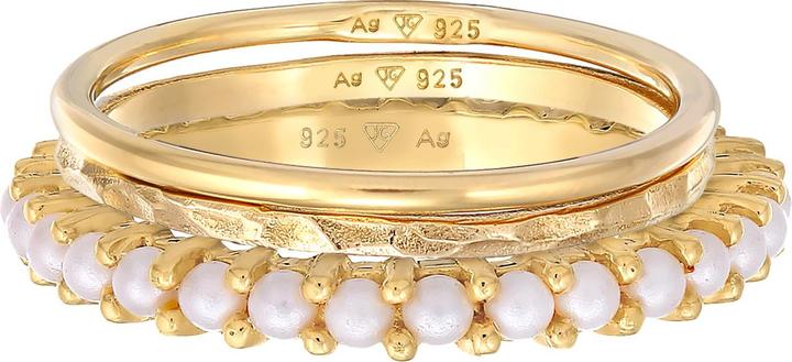 Produktbild Elli Ring Stapelring Perlen 3er Set 925 Silber (52, 925 Silber)