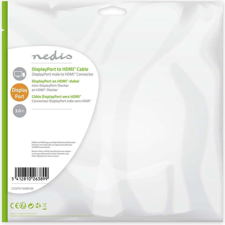 Image du produit Nedis Câble vidéo / audio (3 m, DisplayPort)