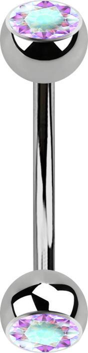Produktbild Star Piercing Micro Banane silber mit zwei Kugeln Kristall multicolor (ohne Messing, Titan G23)
