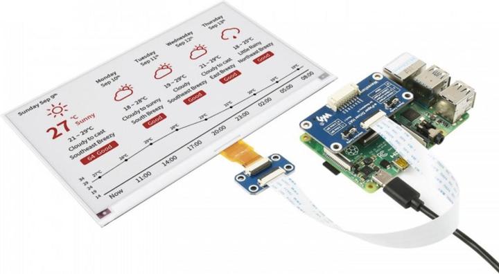 Actual product image WaveShare 800×480 7.5inch 3-colour E-Ink Display Raspberry Pi HAT