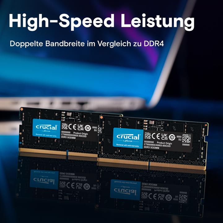 Produktbild Crucial SORAM D5 5600 64GB CL46 (1 x 64GB, 5600 MHz, DDR5-RAM, SO-DIMM)