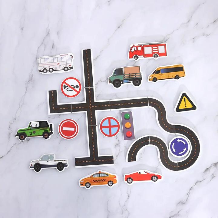Produktbild Activity Board 23 Stück Badespielzeug Klebewand Stadt Verkehr Auto Strasse Schiene Puzzle Vinyl 0-3Y 3-6Y 6-12Y