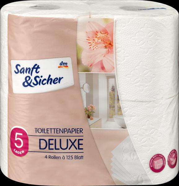 Produktbild dm Sanft&Sicher Toilettenpapier Deluxe 5-lagig (4x125 Blatt) (4 x)