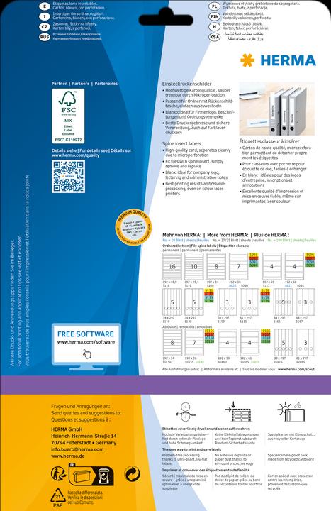 Actual product image Herma Folder spine labels A4