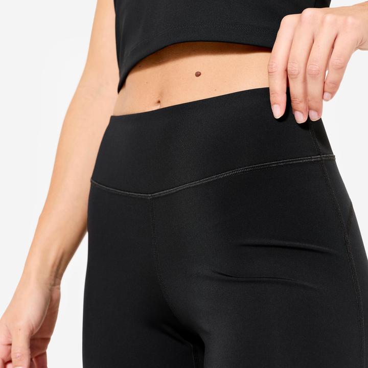 Actual product image Domyos Leggings Damen hoher Taillenbund Mesheinsatz - schwarz (W30/L31)