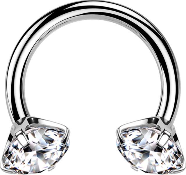 Star Piercing Micro Circular Barbell Innengewinde silber zwei Kristalle silber gefasst (ohne Messing, Titan G23)