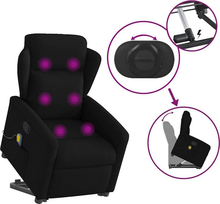 Actual product image VidaXL Massage chair with stand-up aid black fabric