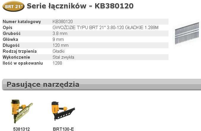 Bostitch NÄGEL BRT21 3,80 x 120 mm 1288 Stk
