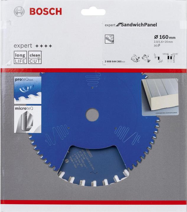 Produktbild Bosch Professional Zubehör Kreissägeblatt Expert for Sandwich Panel, 160 x 20 x 2,0 mm, 30