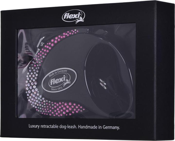 Immagine prodotto Flexi Composizione Glam con cristalli Swarovski M - Guinzaglio retraibile per cani - 5 m - Nero (M, Cane, Passeggiare)