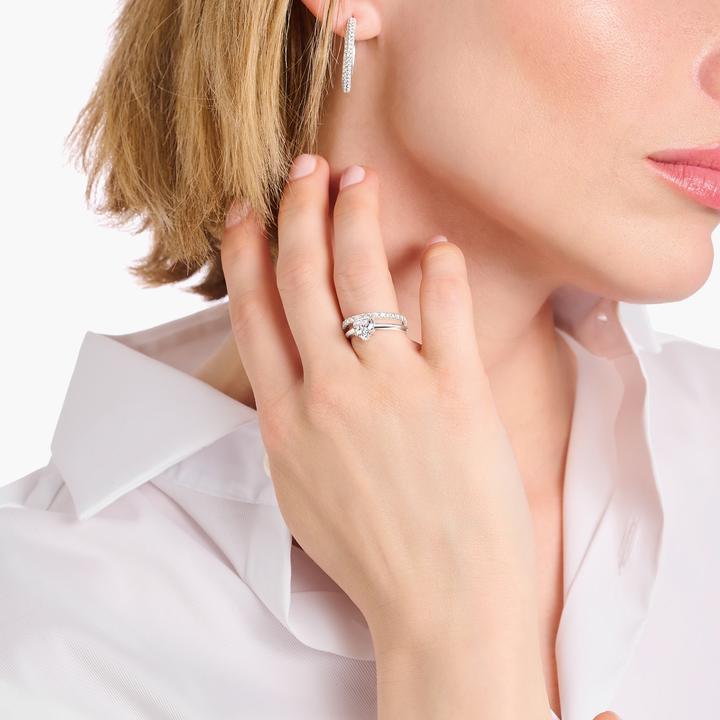 Produktbild Thomas Sabo Ring mit weissem Stein in Herzform (58, 925 Silber)