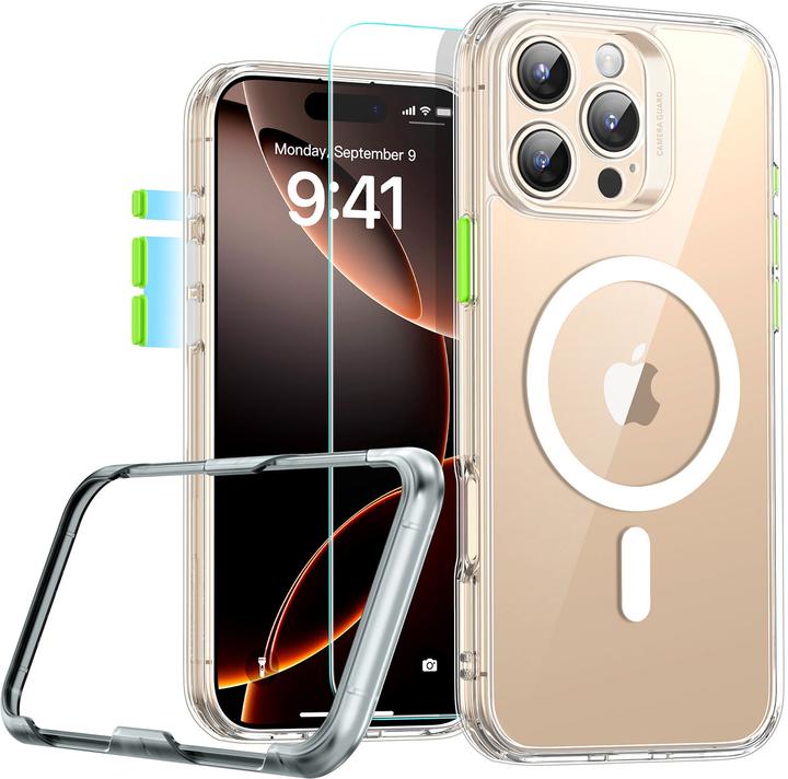 Actual product image ESR Classic Hybrid Halolock MagSafe Case + Tempered Glass for iPhone 16 Pro Max - Clear (Apple iPhone 16 Pro Max)