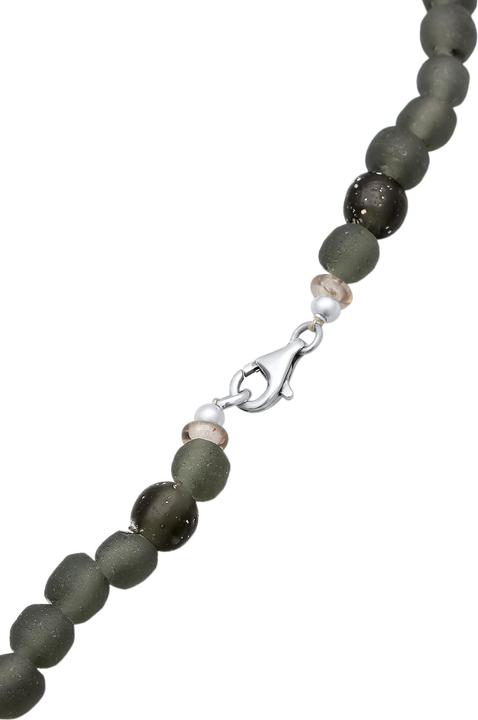 Produktbild Kuzzoi Halskette Recycelte Glas Olive Perlen Beads 925 Silber (Glas, 925er Sterling Silber, Edelstahl, Keine Schmuckstein)