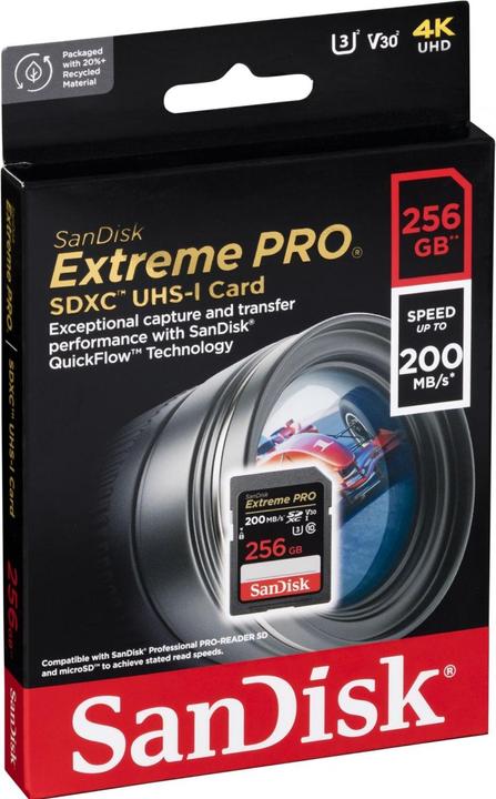 Actual product image SanDisk Extreme PRO UHS-I V30 (256 GB, SDXC, U3, UHS-I)