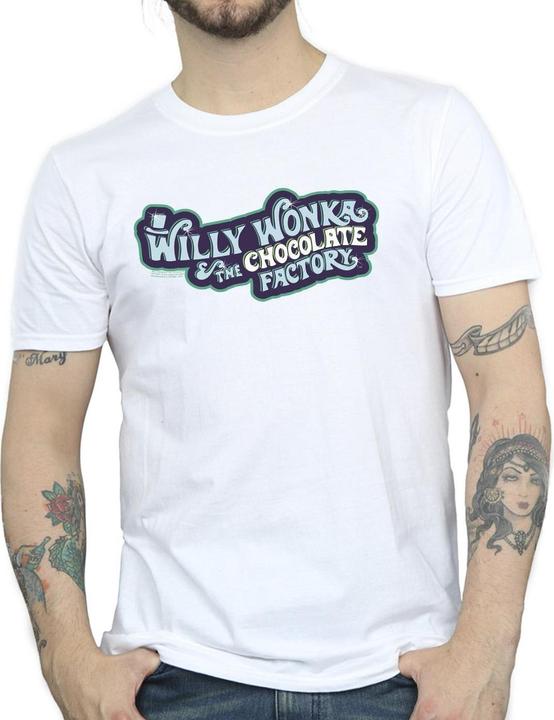 Actual product image Willy Wonka & the Chocolate Factory Mens Chocolate Factory Logo T-Shirt (5XL)