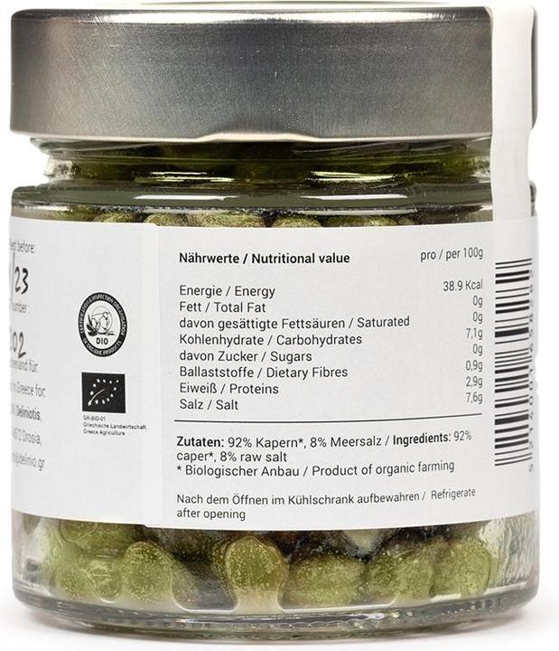 Image du produit Delinio Câpres bio, au sel marin uniquement, sans saumure (313 g)