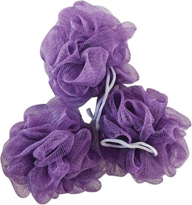 MSV Éponge de douche 3 pièces, 10 x 10 cm, Violet