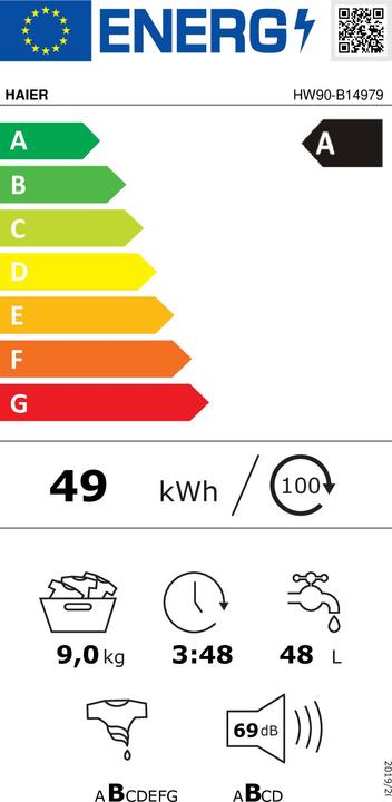 Etichetta energetica Haier I-Pro Serie 7 Hw90-b14979-s (9 kg, A sinistra)