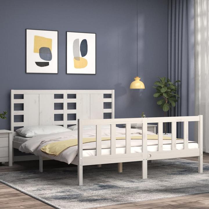 Actual product image VidaXL Massivholzbett mit Kopfteil Weiss 5FT King Size (150 x 200 cm)