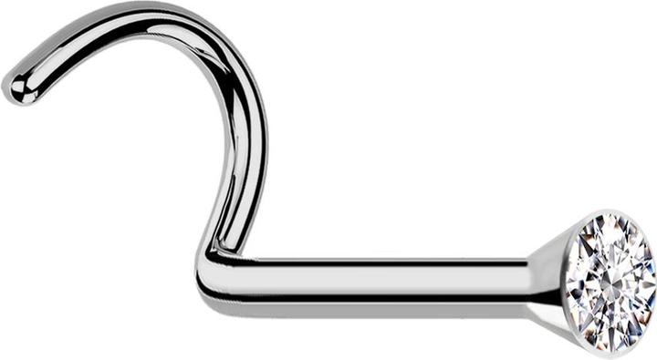 Image du produit Acha Direct Steriler Nasenstecker gebogen silber mit Kristall silber (Titane G23, sans laiton)