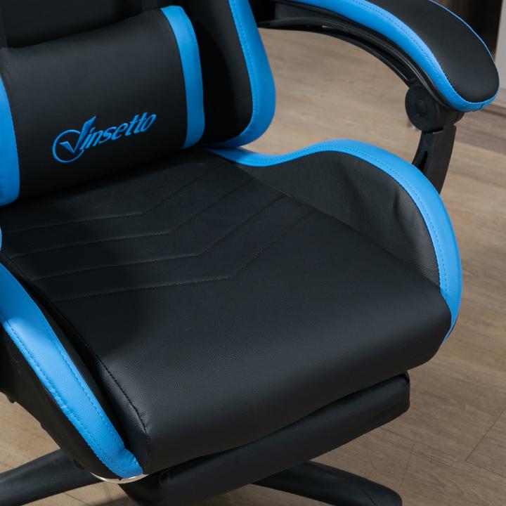 Image du produit Outsunny Chaise gaming Chaise de bureau avec coussin lombaire, appui-tête, avec repose-pieds