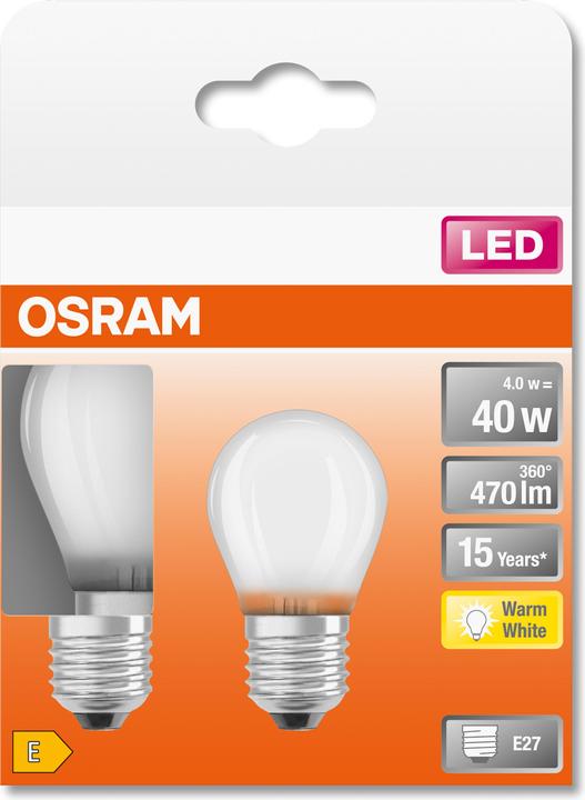 Actual product image Osram Star Classic P40 (E27, 4 W, 470 lm, 2 x, E)