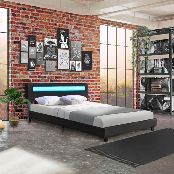 Immagine prodotto Juskys Letto imbottito a LED Parigi (160 x 200 cm)