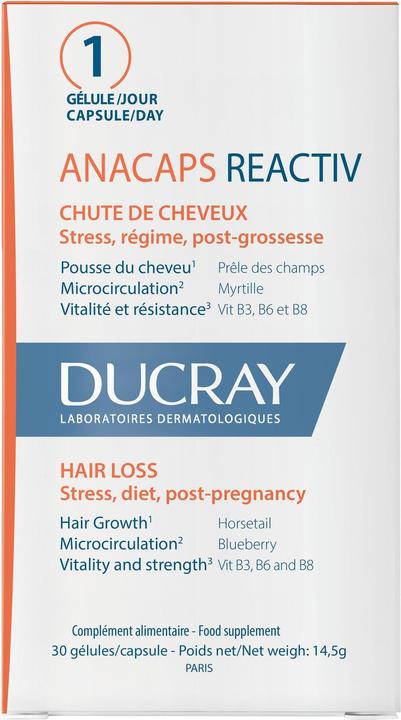 Valori nutrizionali e ingredienti Ducray Anacaps Reactiv Complemento alimentare (1 Pezzo/i, Pillole, 40 g)