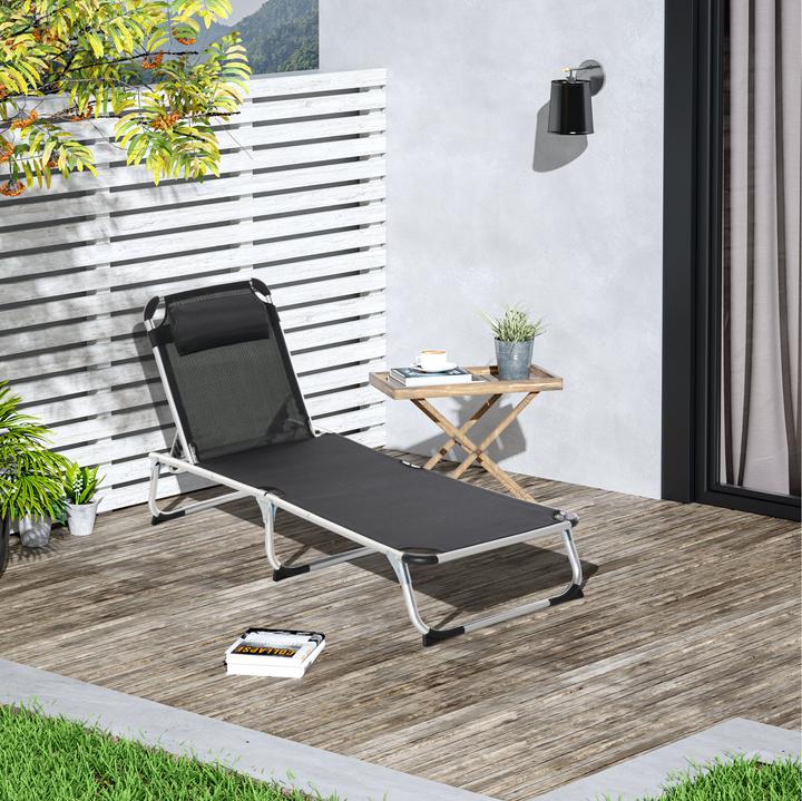 Image du produit Outsunny Chaise longue de jardin réglable en 5 positions (80 cm)