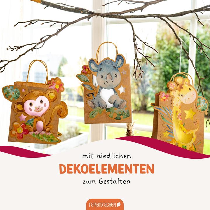 Actual product image Papierdrachen 3 children's lanterns wild animals/Africa - Set 8