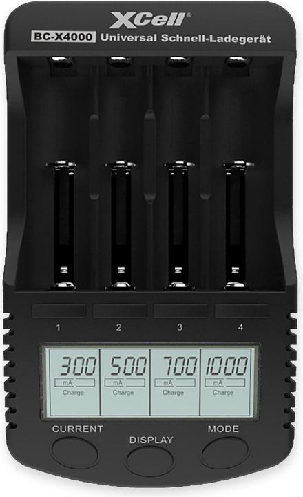Produktbild XCell Schnell-Ladegerät BC-X4000 Digital LCD (1 Stk., 14500, 16340, 17500, 18490, 18500, 18650, 26500, 26650, AA, AAA, Sub-C, Ladegerät inkl. Akku)