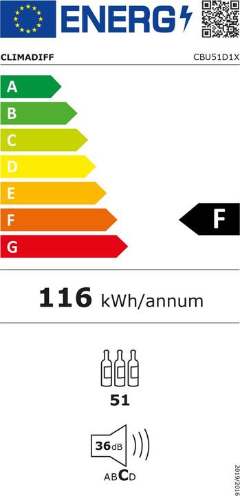 Energie-Label Climadiff Weinkühlschrank CBU51D1X