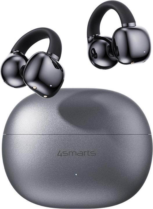 Produktbild 4smarts Open-Ear-Kopfhörer SkyBuds Clip Grau, Detailfarbe: Grau (ANC, 28 h, Kabellos)